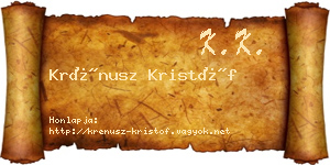 Krénusz Kristóf névjegykártya